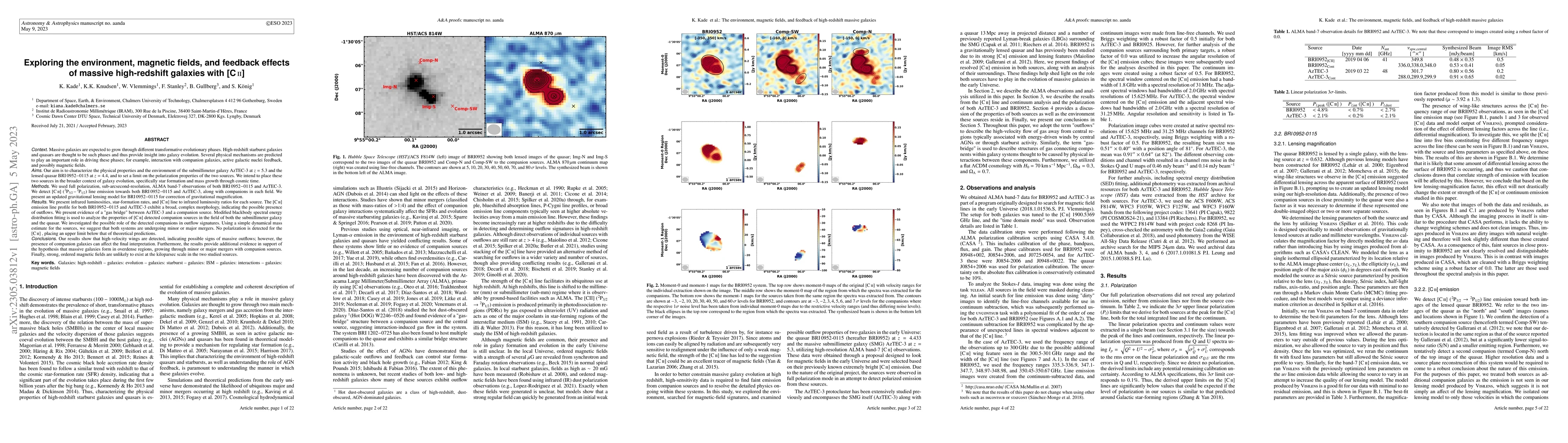 Thumbnail for Exploring the environment, magnetic fields, and feedback effects of
  massive high-redshift galaxies with [CII]