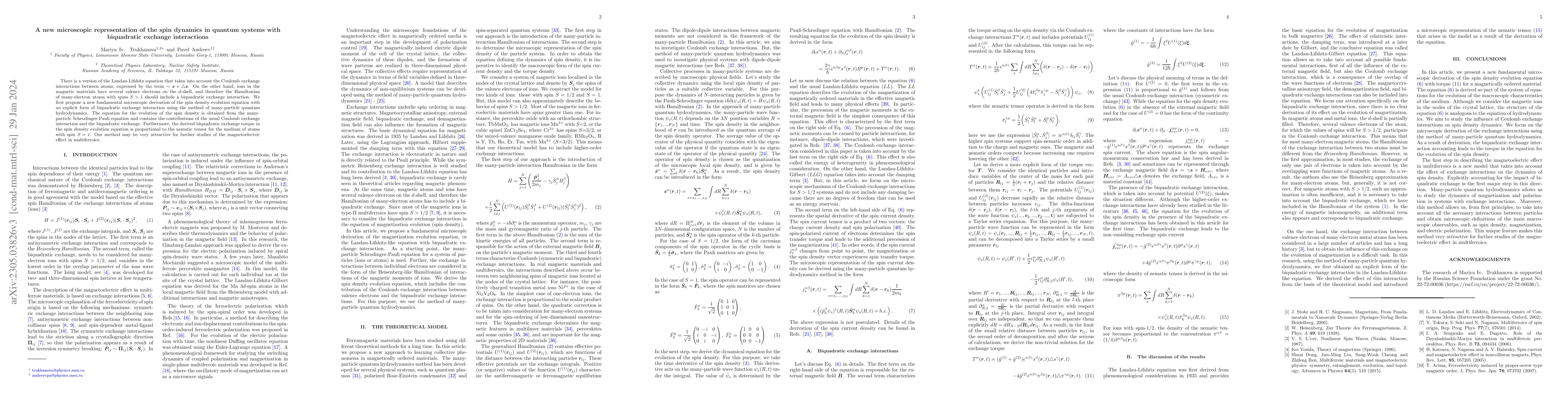 Thumbnail for A new microscopic representation of the spin dynamics in quantum systems
  with the Coulomb exchange interactions