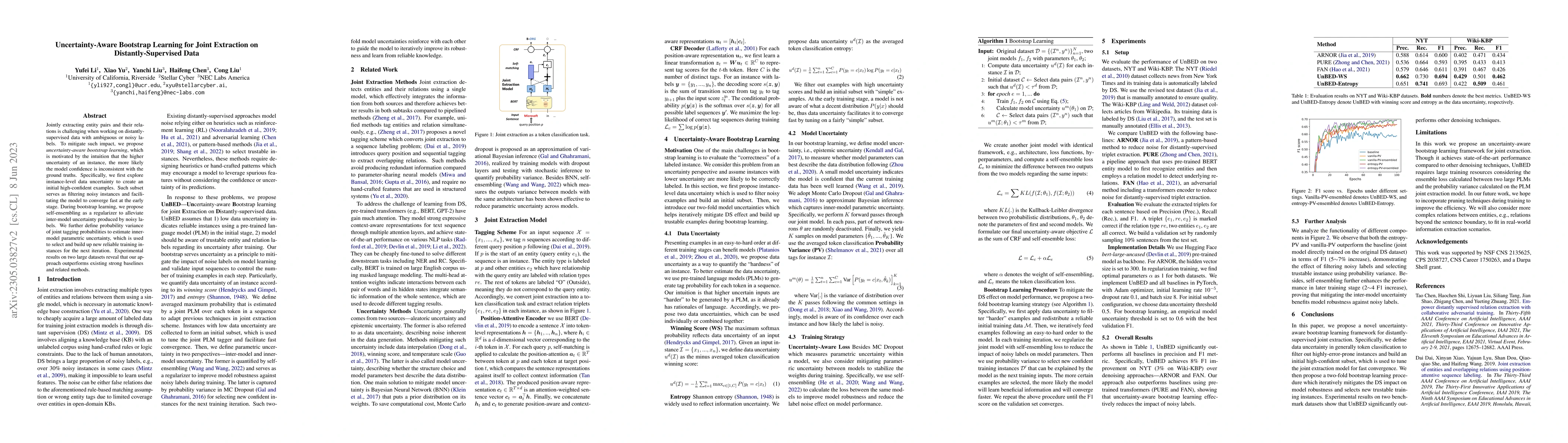 Thumbnail for Uncertainty-Aware Bootstrap Learning for Joint Extraction on
  Distantly-Supervised Data