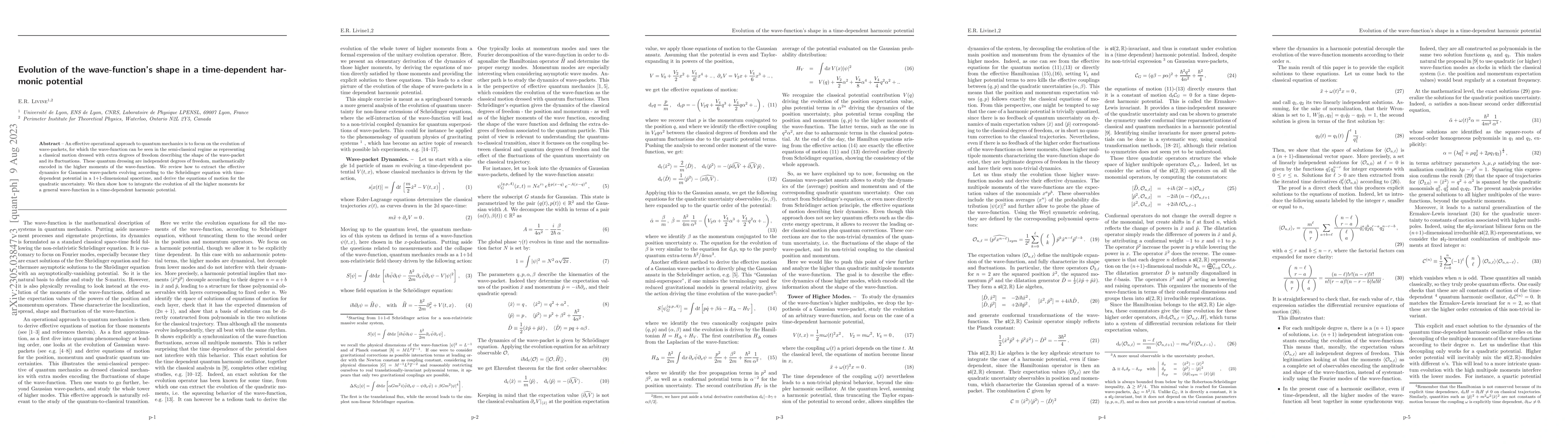 Thumbnail for Evolution of the wave-function's shape in a time-dependent harmonic
  potential