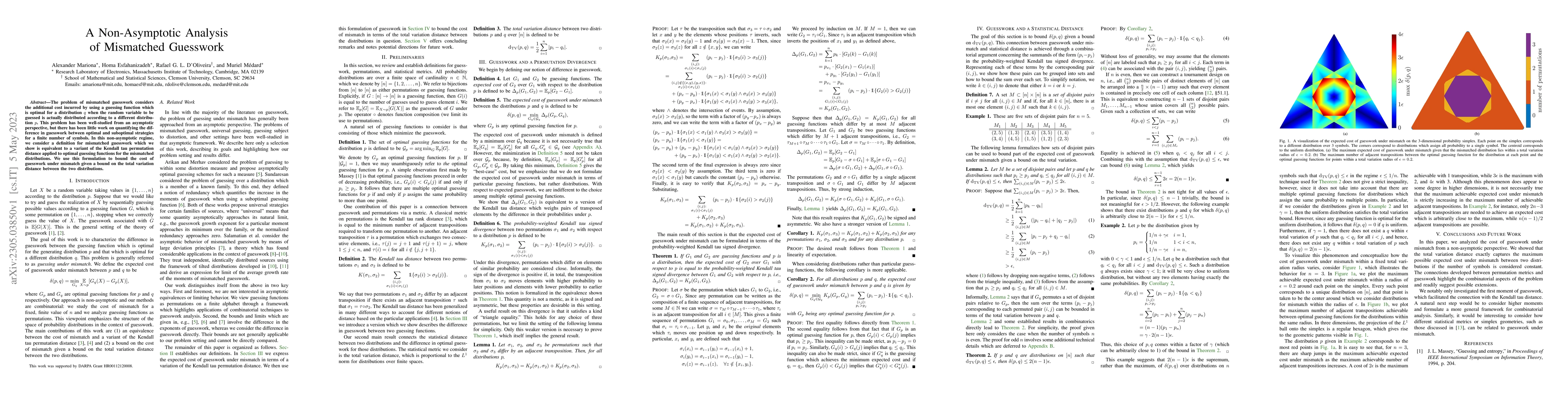 Thumbnail for A Non-Asymptotic Analysis of Mismatched Guesswork