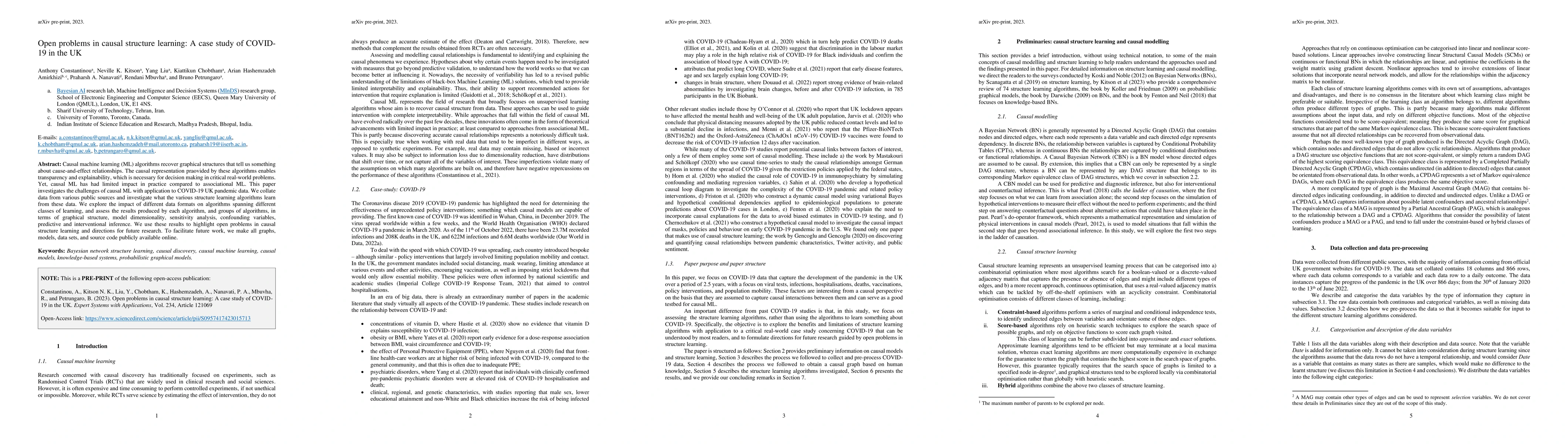 Thumbnail for Open problems in causal structure learning: A case study of COVID-19 in
  the UK
