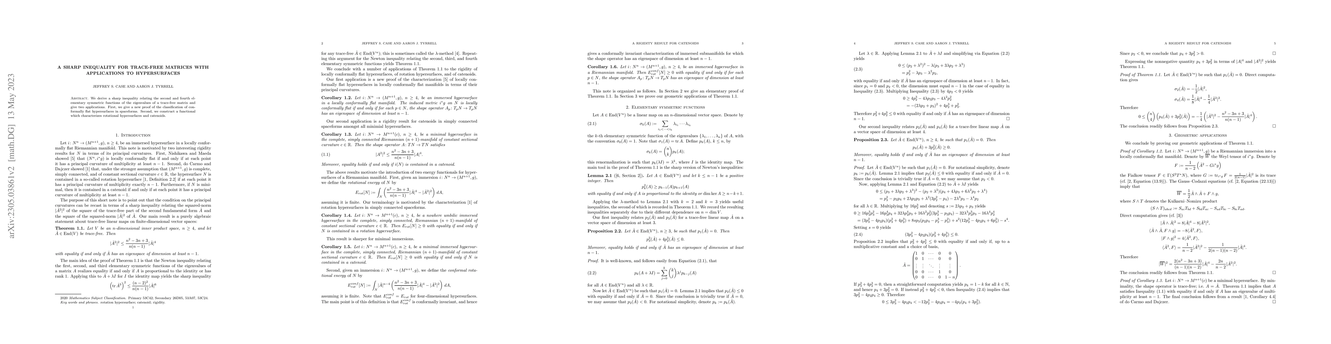 Thumbnail for A Sharp Inequality for Trace-Free Matrices with Applications to
  Hypersurfaces