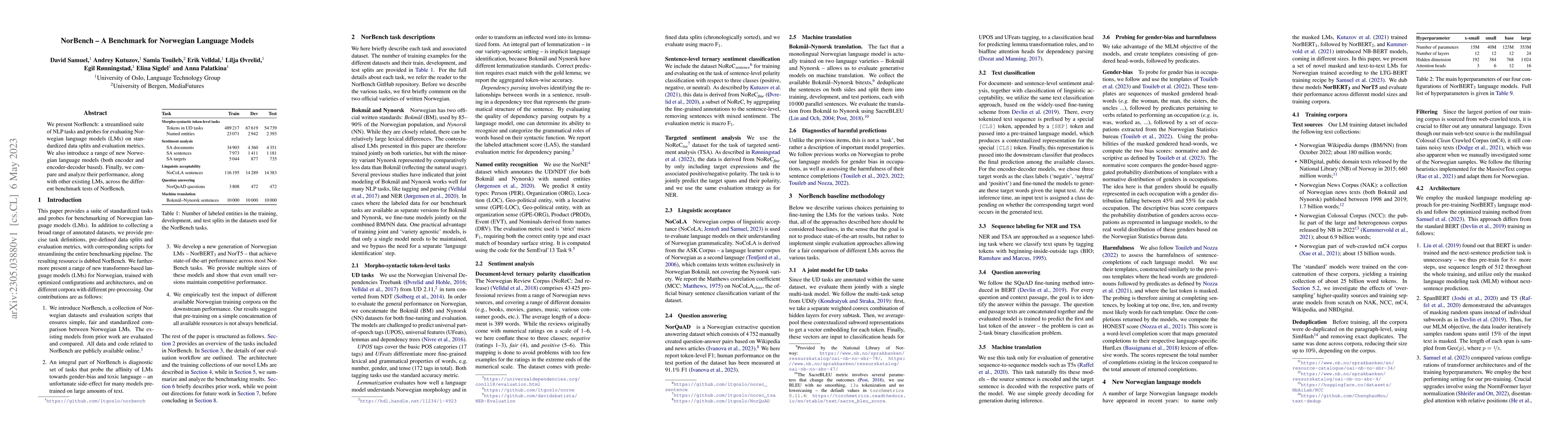 Thumbnail for NorBench -- A Benchmark for Norwegian Language Models