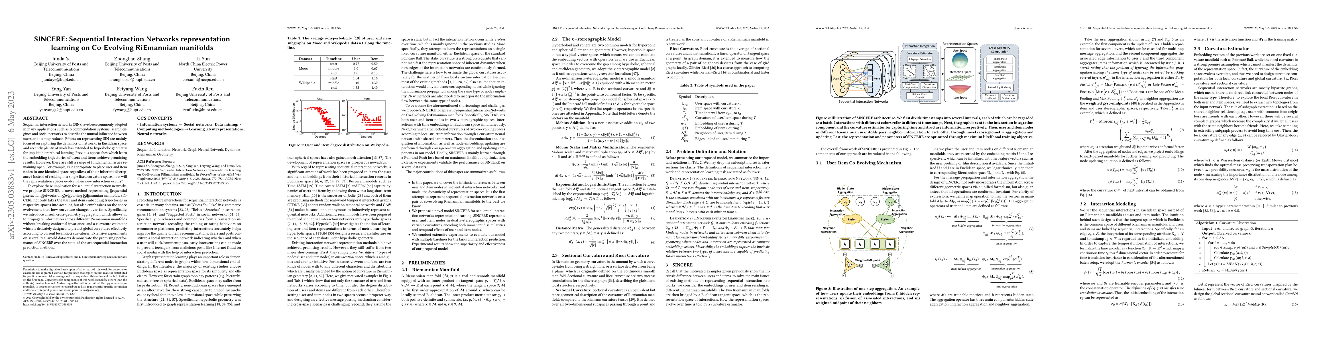 Thumbnail for SINCERE: Sequential Interaction Networks representation learning on
  Co-Evolving RiEmannian manifolds
