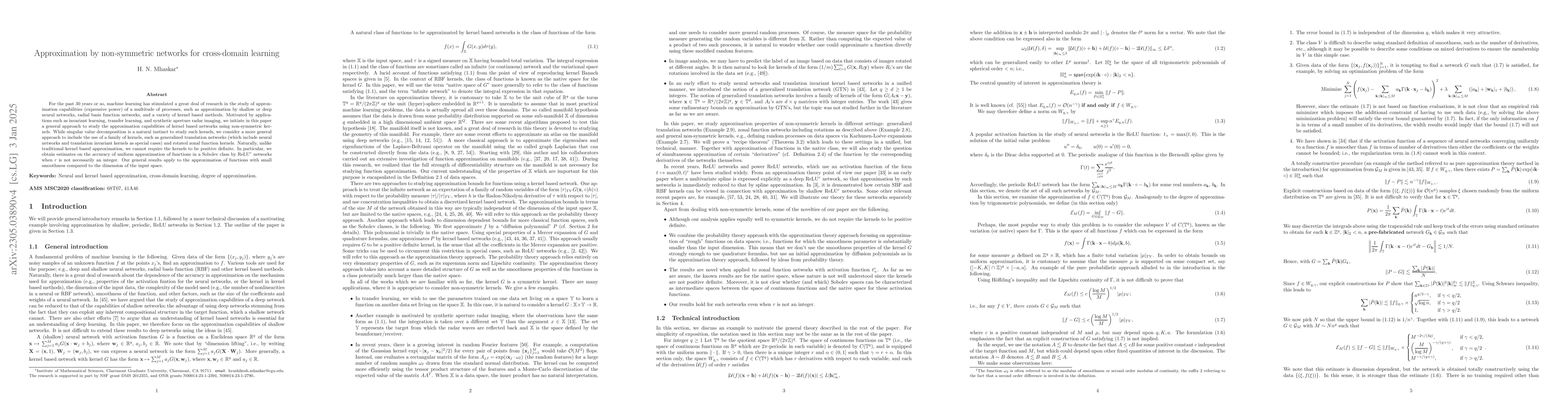 Thumbnail for Approximation by non-symmetric networks for cross-domain learning