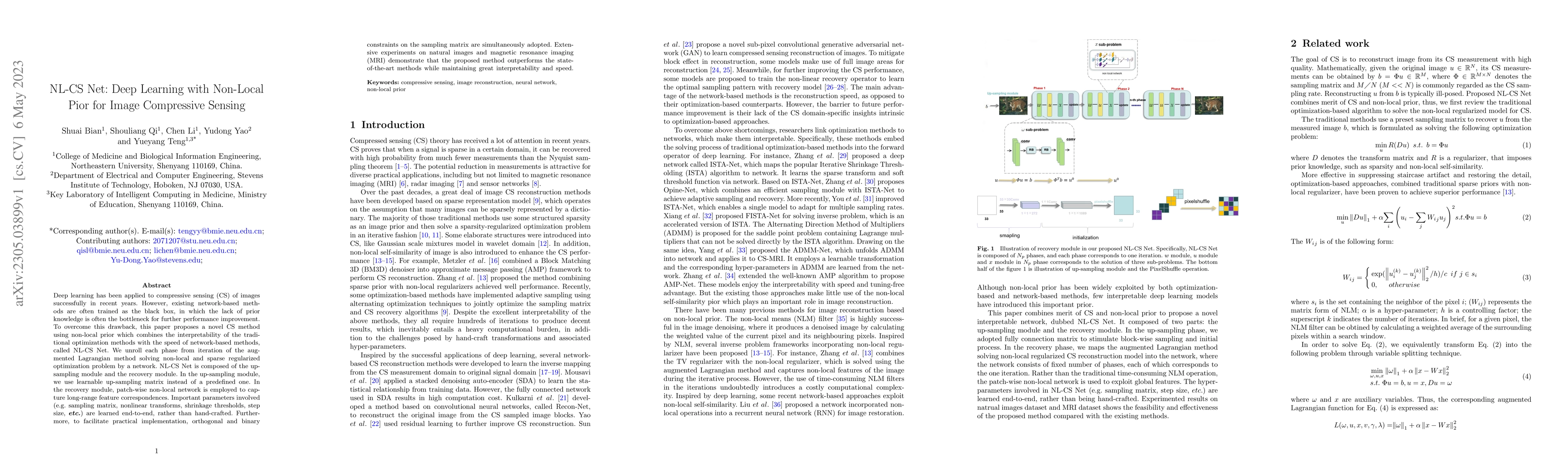Thumbnail for NL-CS Net: Deep Learning with Non-Local Prior for Image Compressive
  Sensing