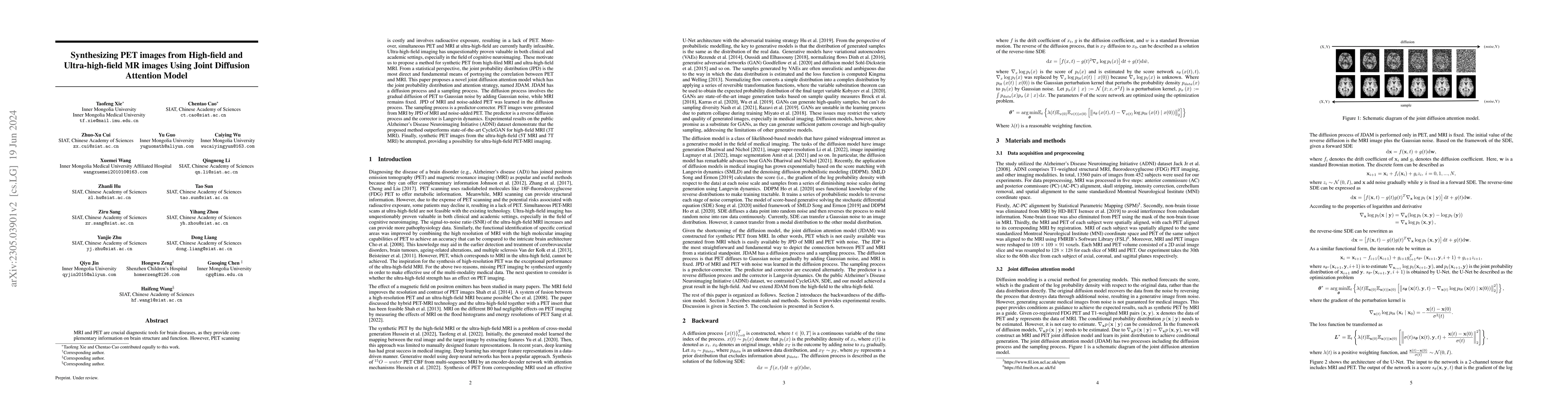Thumbnail for Synthesizing PET images from High-field and Ultra-high-field MR images
  Using Joint Diffusion Attention Model