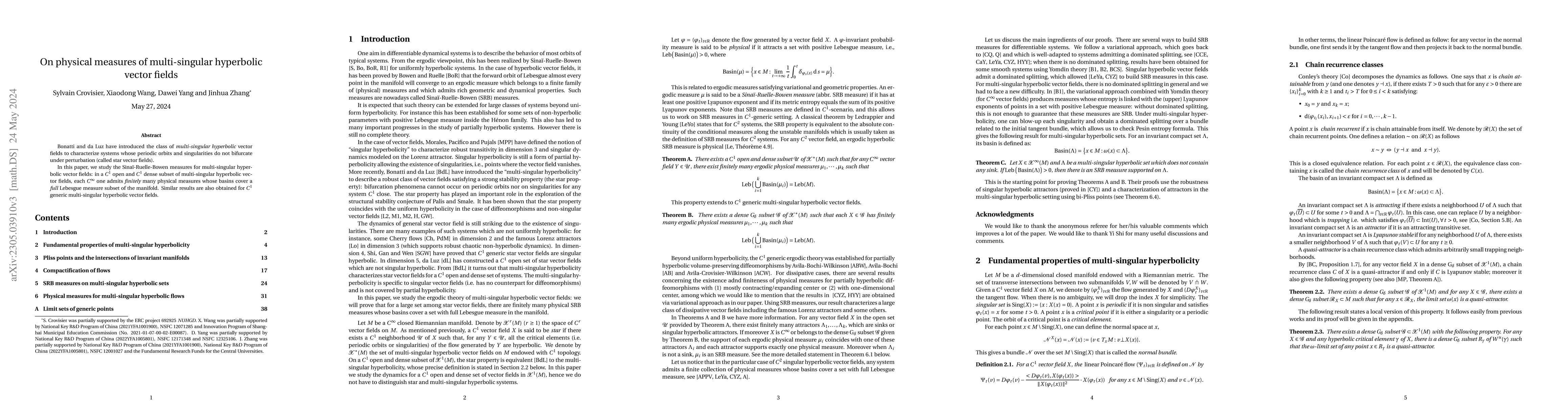 Thumbnail for On physical measures of multi-singular hyperbolic vector fields