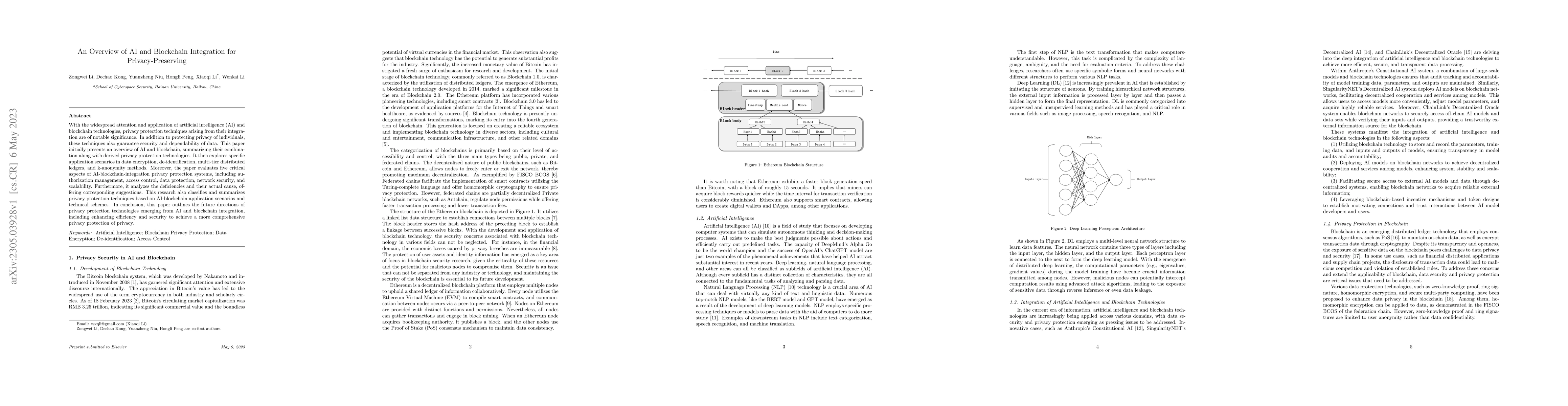 Thumbnail for An Overview of AI and Blockchain Integration for Privacy-Preserving