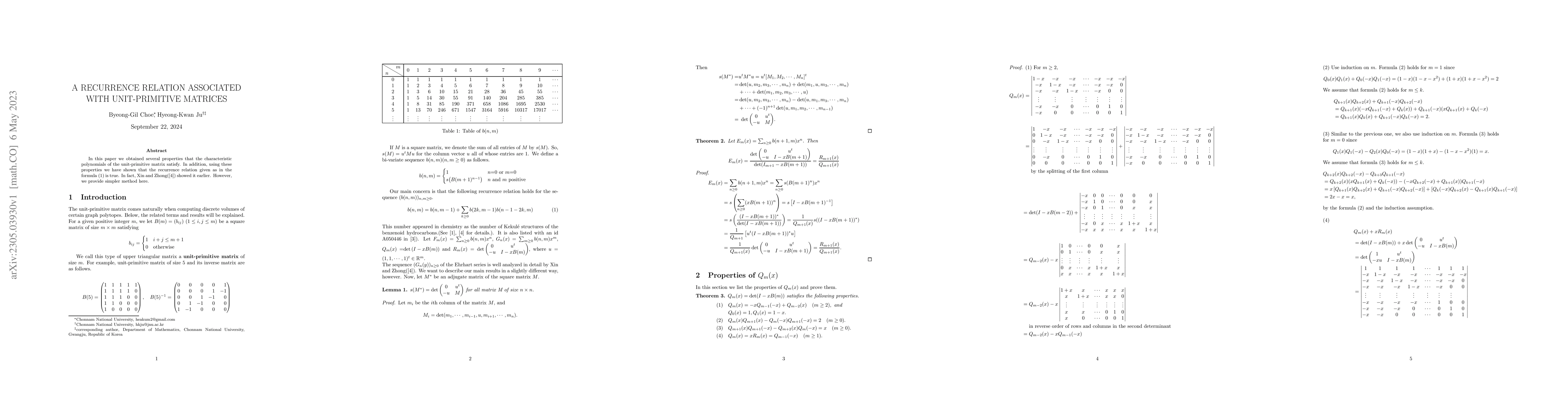 Thumbnail for A Recurrence Relation Associated with Unit-Primitive Matrices