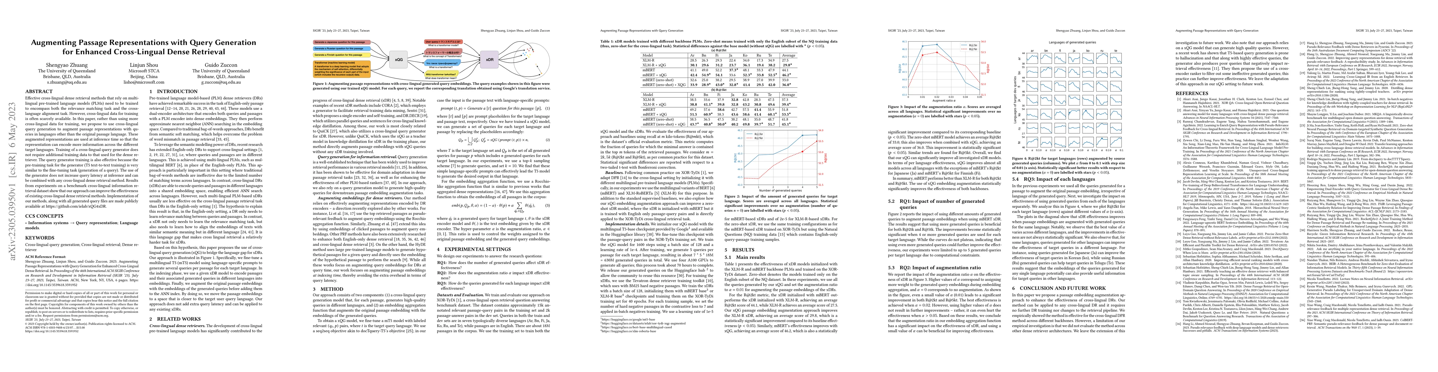 Thumbnail for Augmenting Passage Representations with Query Generation for Enhanced
  Cross-Lingual Dense Retrieval