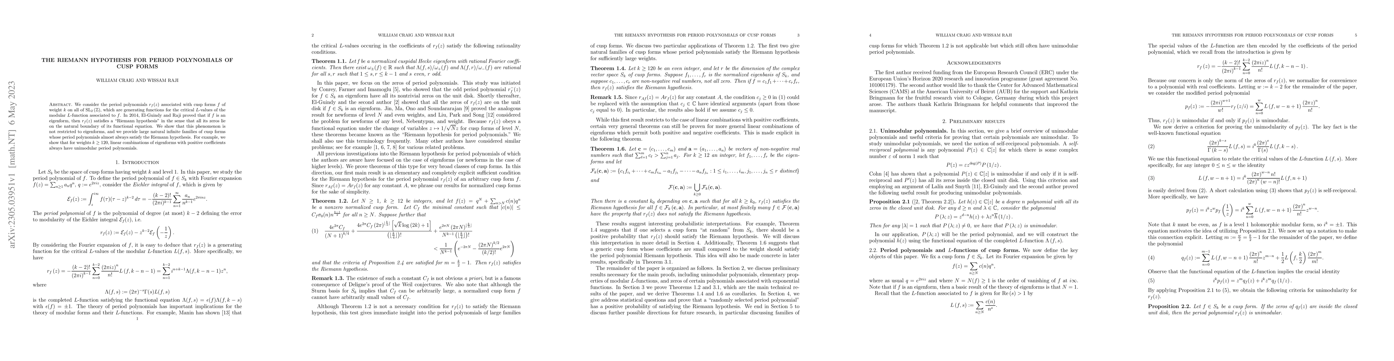 Thumbnail for The Riemann Hypothesis for period polynomials of cusp forms