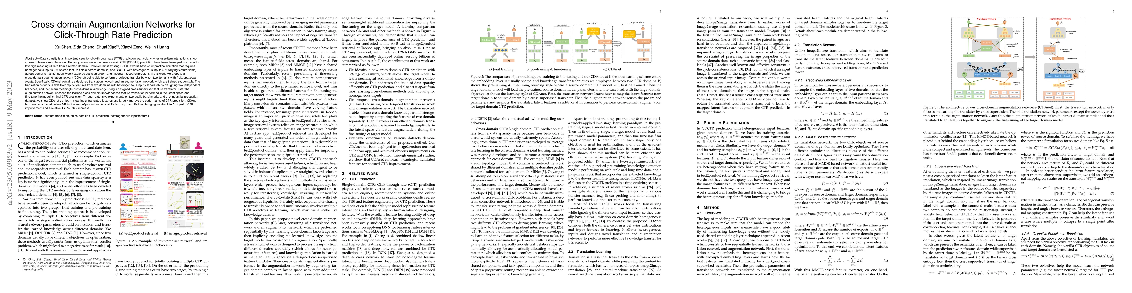 Thumbnail for Cross-domain Augmentation Networks for Click-Through Rate Prediction