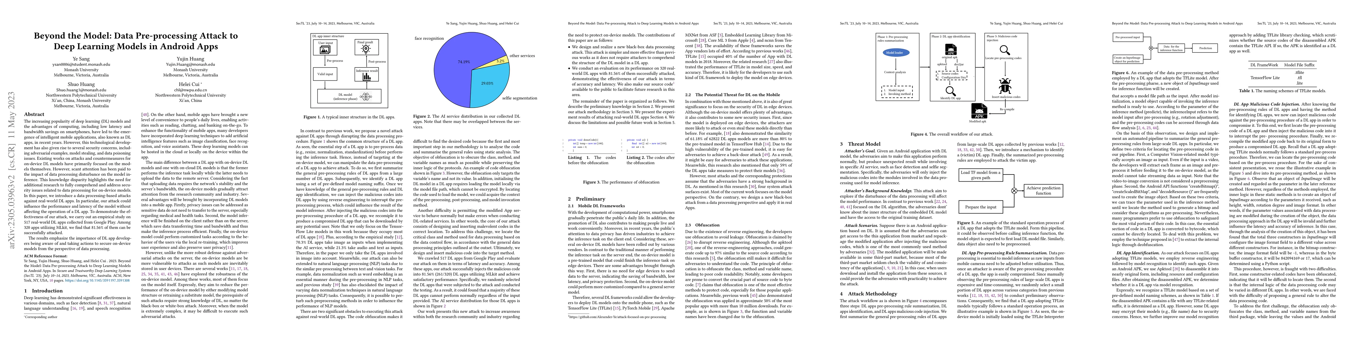 Thumbnail for Beyond the Model: Data Pre-processing Attack to Deep Learning Models in
  Android Apps
