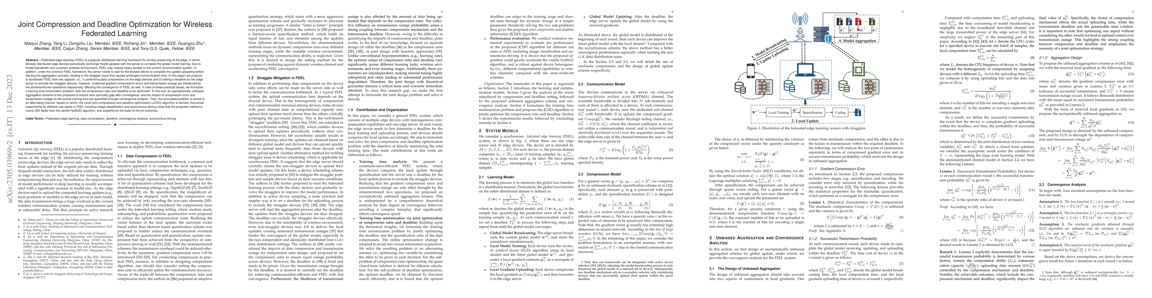 Thumbnail for Joint Compression and Deadline Optimization for Wireless Federated
  Learning