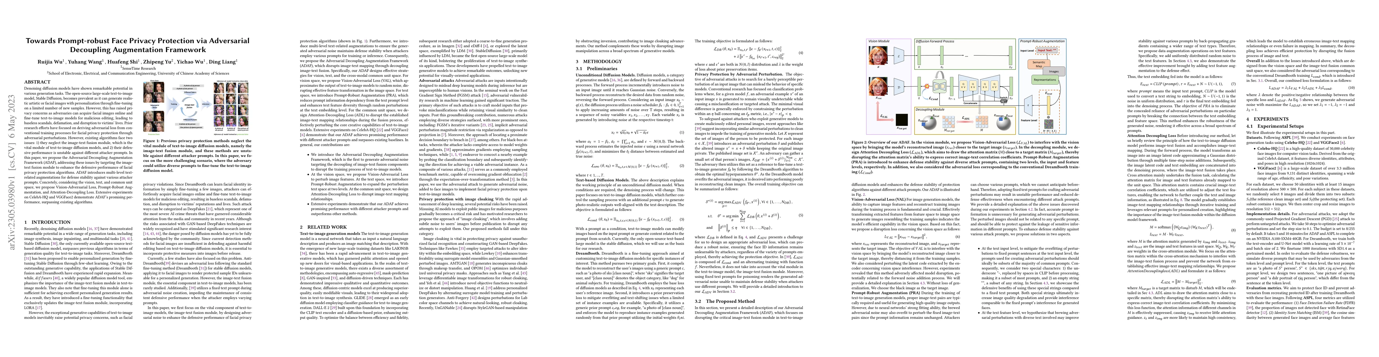 Thumbnail for Towards Prompt-robust Face Privacy Protection via Adversarial Decoupling
  Augmentation Framework