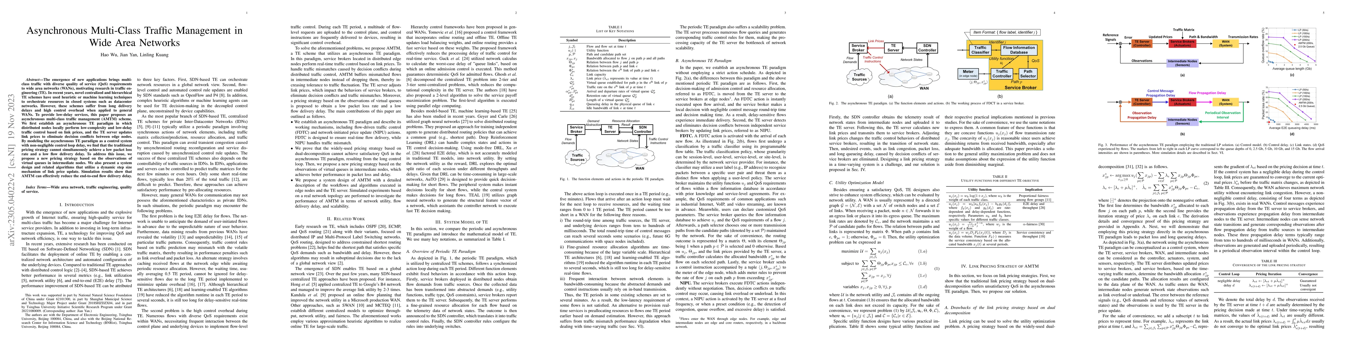 Thumbnail for Asynchronous multi-class traffic management in wide area networks