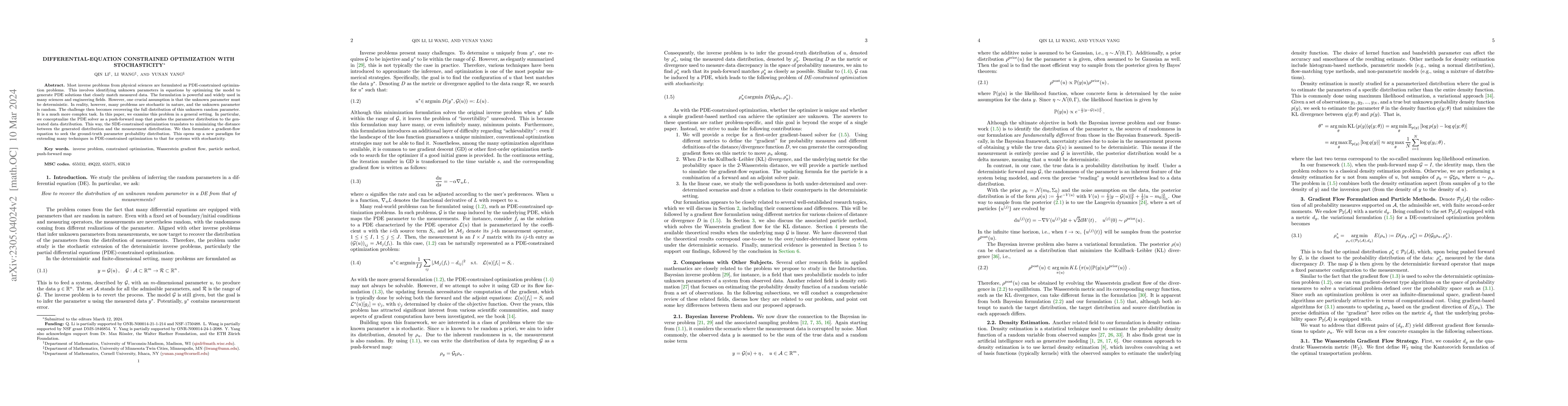 Thumbnail for Differential-Equation Constrained Optimization With Stochasticity