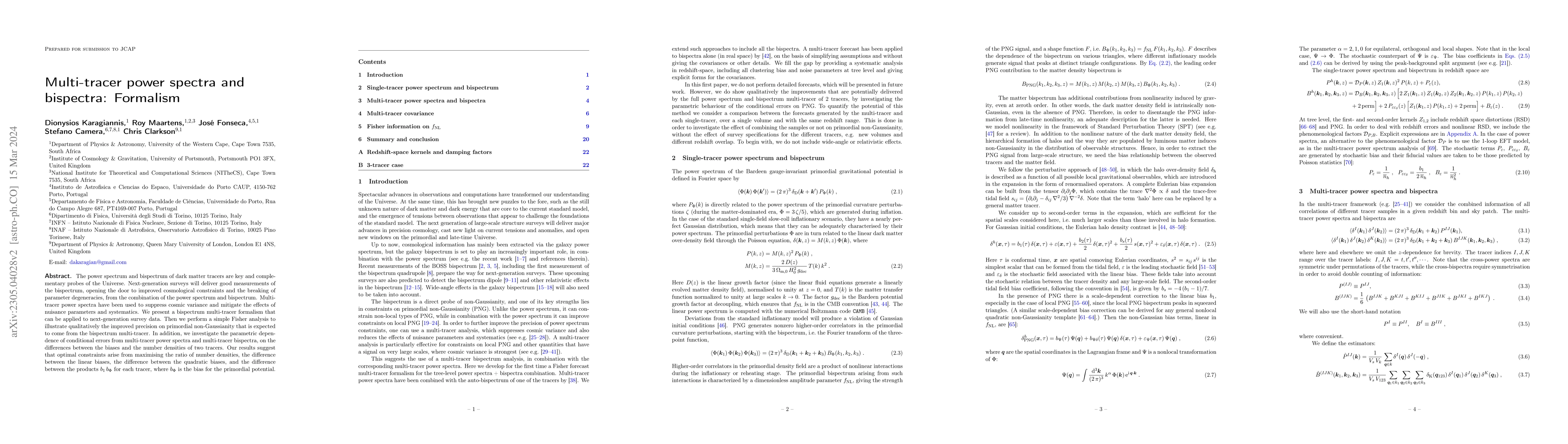 Thumbnail for Multi-tracer power spectra and bispectra: Formalism