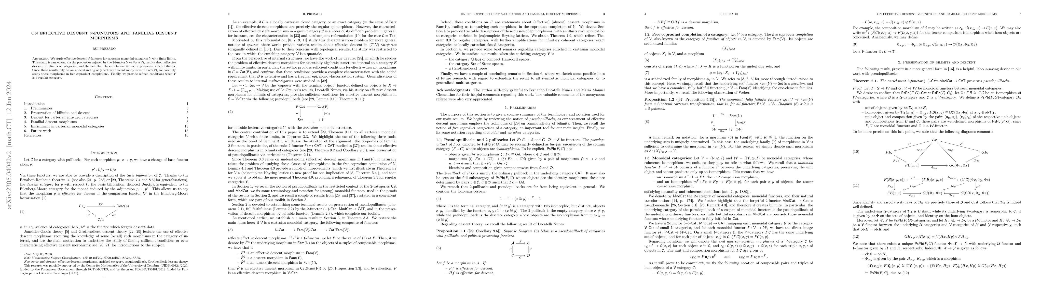 Thumbnail for On effective descent $\mathcal V$-functors and familial descent
  morphisms