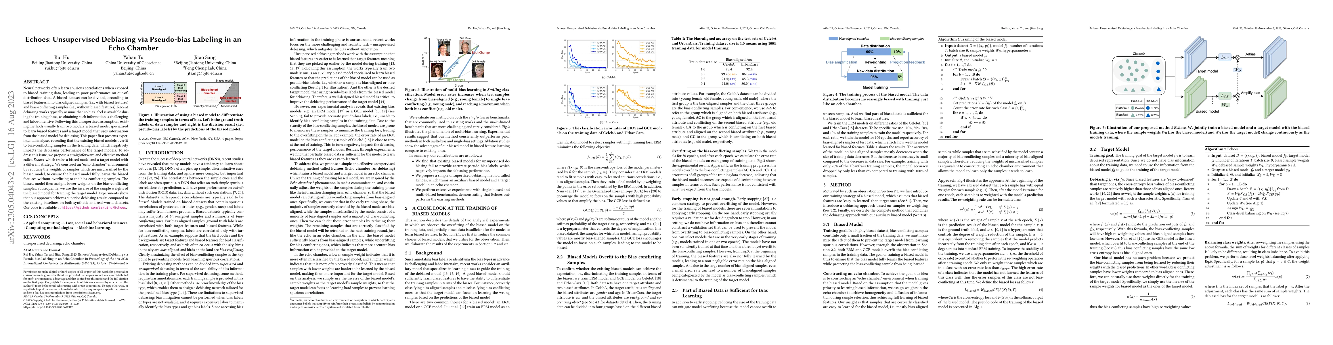 Thumbnail for Echoes: Unsupervised Debiasing via Pseudo-bias Labeling in an Echo
  Chamber