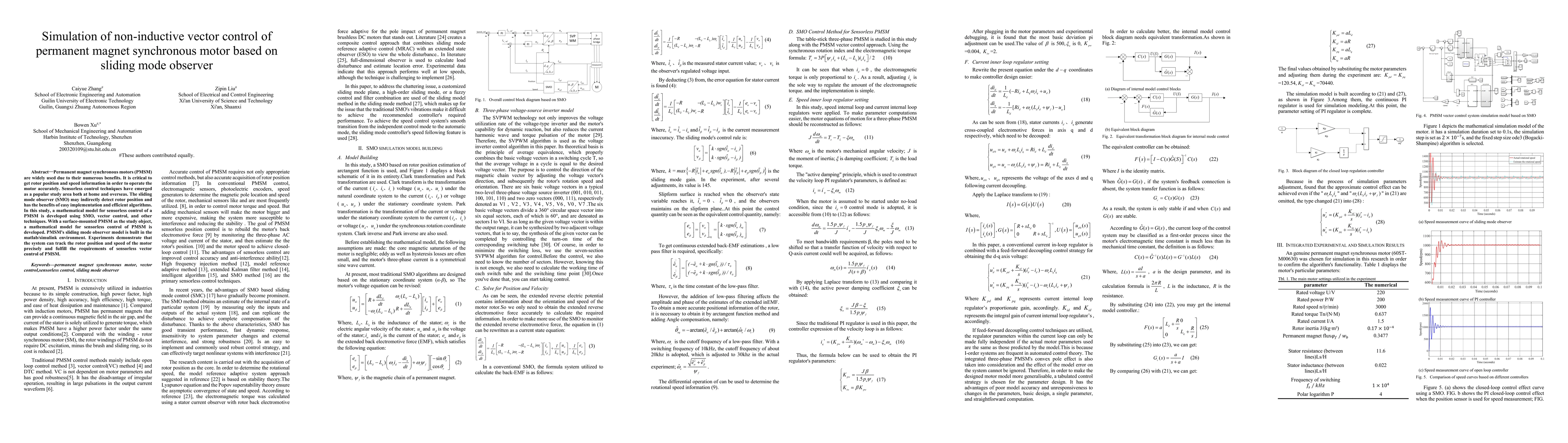 Thumbnail for Simulation of Non-inductive Vector Control of Permanent Magnet
  Synchronous Motor Based on Sliding Mode Observer