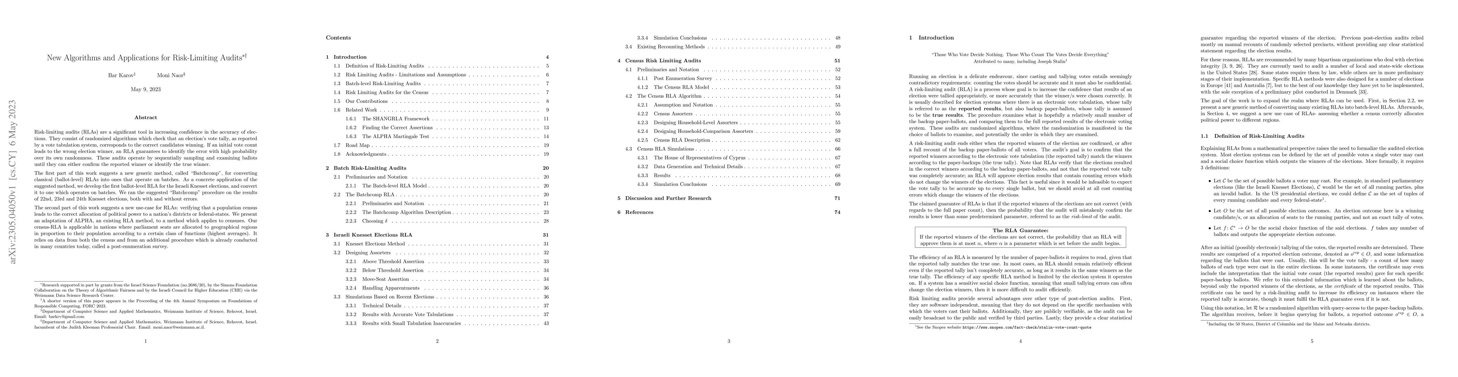 Thumbnail for New Algorithms and Applications for Risk-Limiting Audits