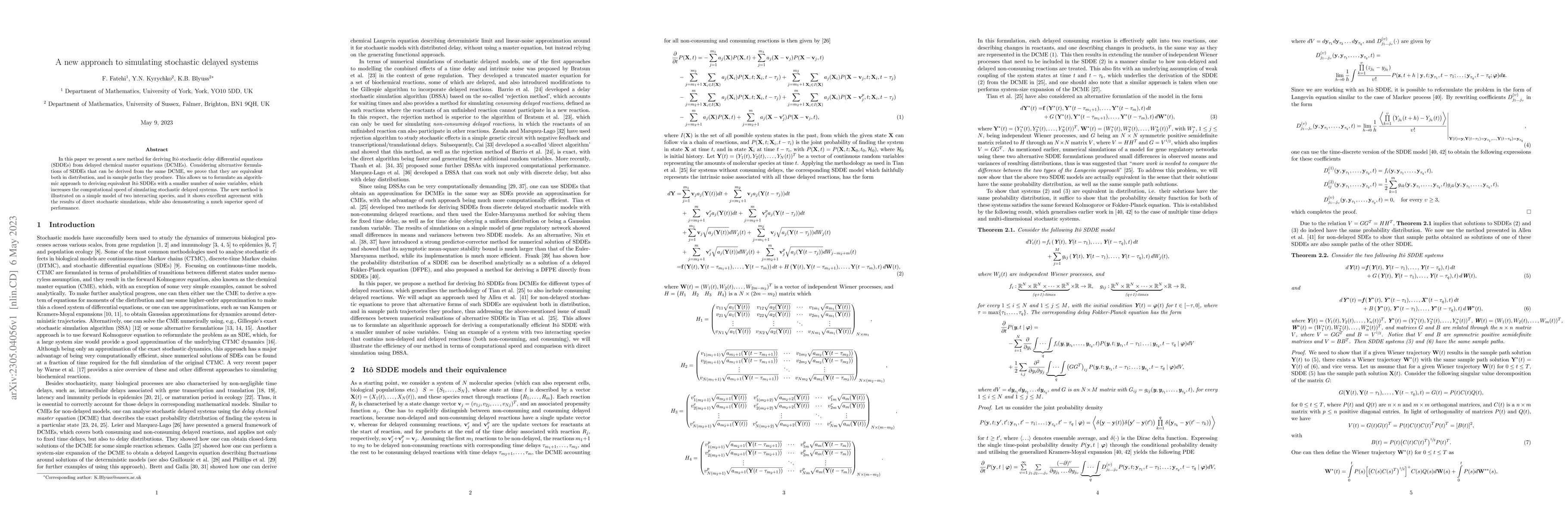 Thumbnail for A new approach to simulating stochastic delayed systems