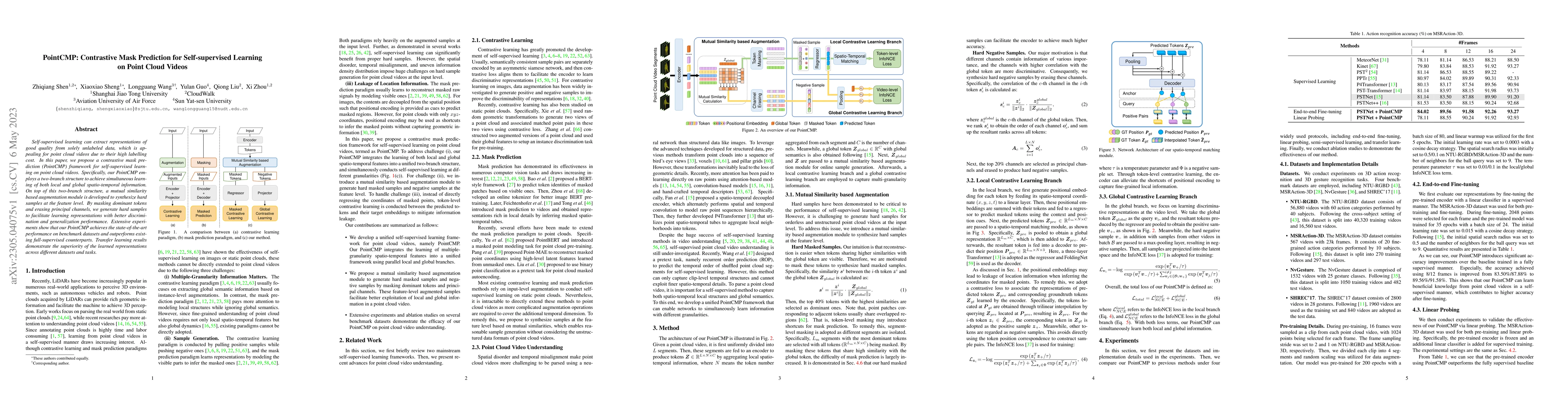 Thumbnail for PointCMP: Contrastive Mask Prediction for Self-supervised Learning on
  Point Cloud Videos
