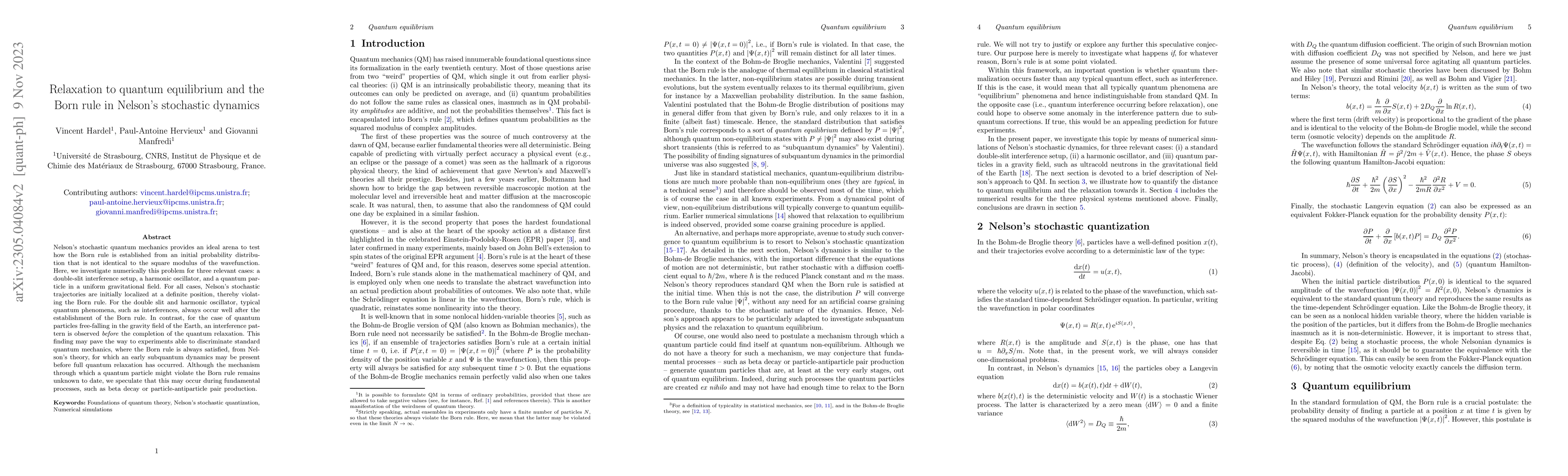 Thumbnail for Relaxation to quantum equilibrium and the Born rule in Nelson's
  stochastic dynamics