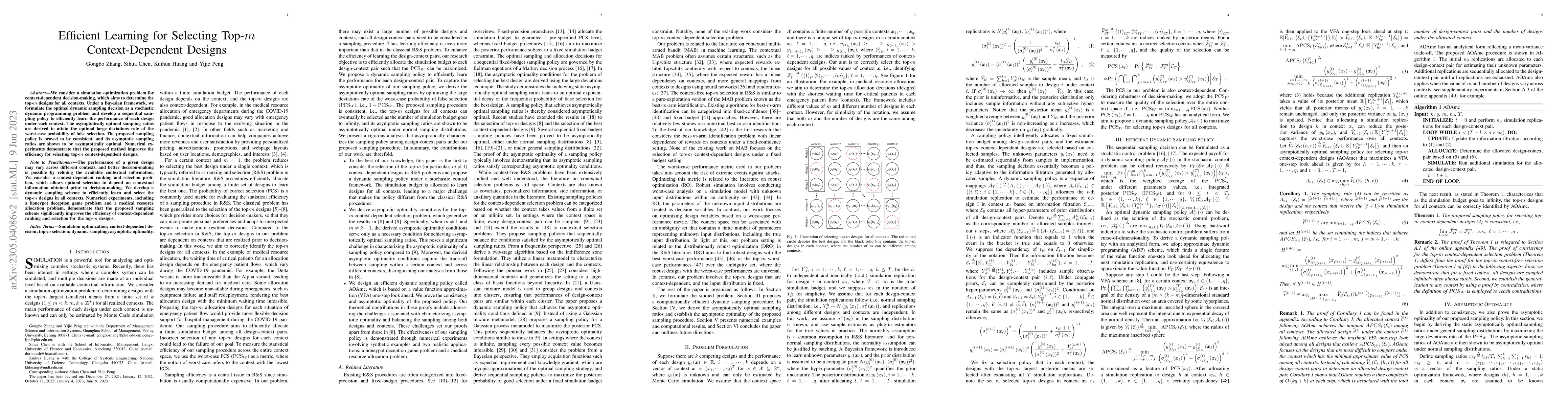 Thumbnail for Efficient Learning for Selecting Top-m Context-Dependent Designs