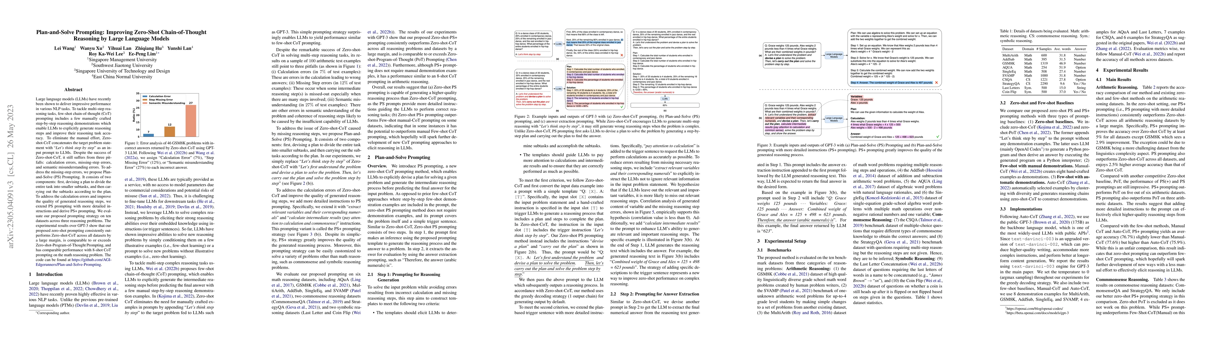 Thumbnail for Plan-and-Solve Prompting: Improving Zero-Shot Chain-of-Thought Reasoning
  by Large Language Models
