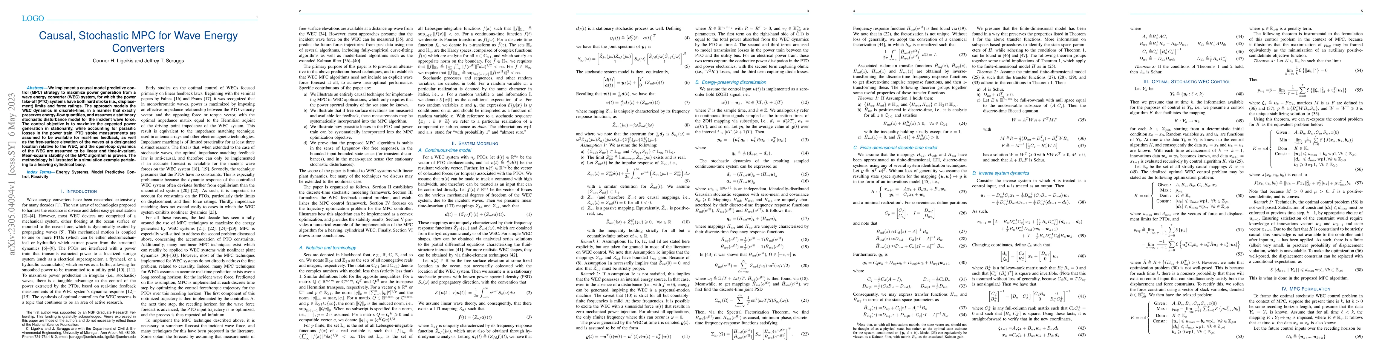 Thumbnail for Causal, Stochastic MPC for Wave Energy Converters