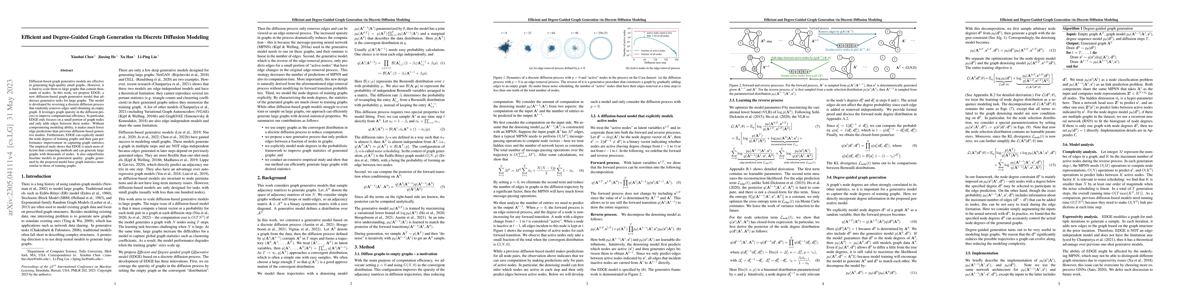 Thumbnail for Efficient and Degree-Guided Graph Generation via Discrete Diffusion
  Modeling