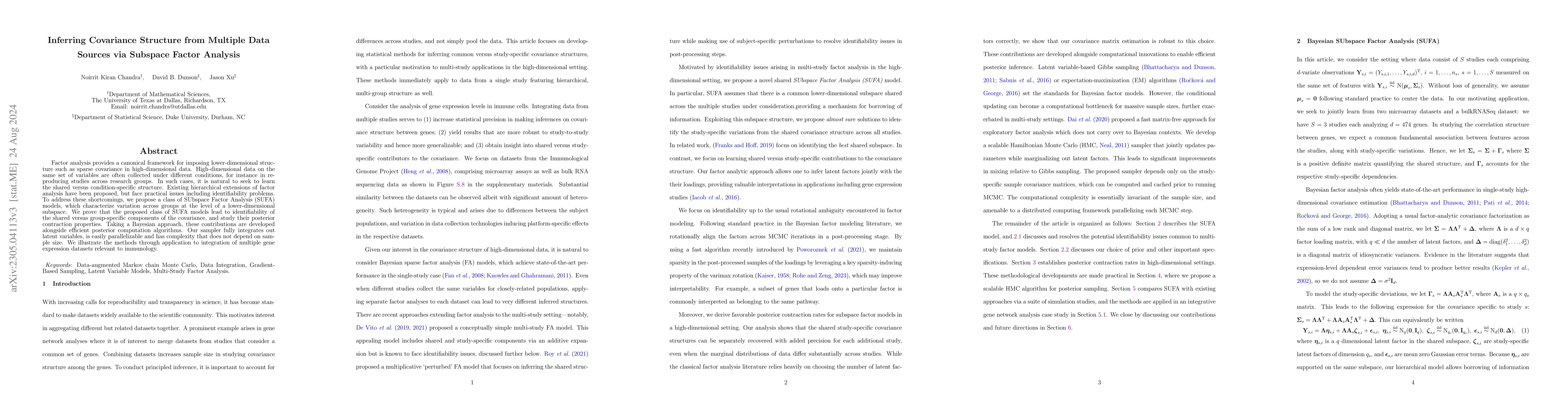 Thumbnail for Inferring Covariance Structure from Multiple Data Sources via Subspace
  Factor Analysis