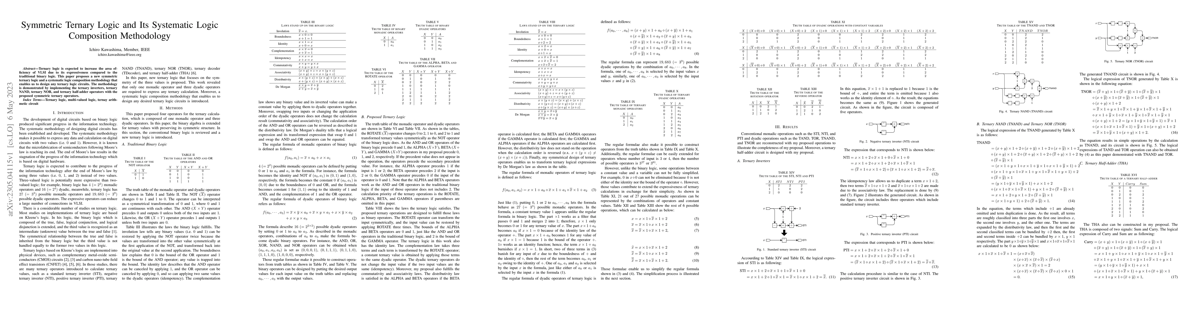 Thumbnail for Symmetric Ternary Logic and Its Systematic Logic Composition Methodology