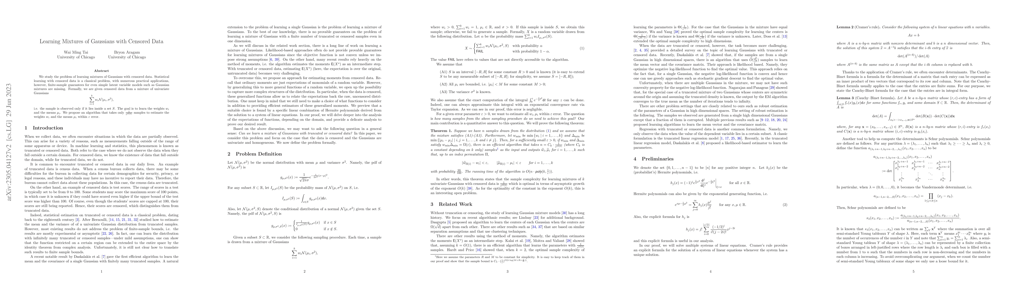 Thumbnail for Learning Mixtures of Gaussians with Censored Data