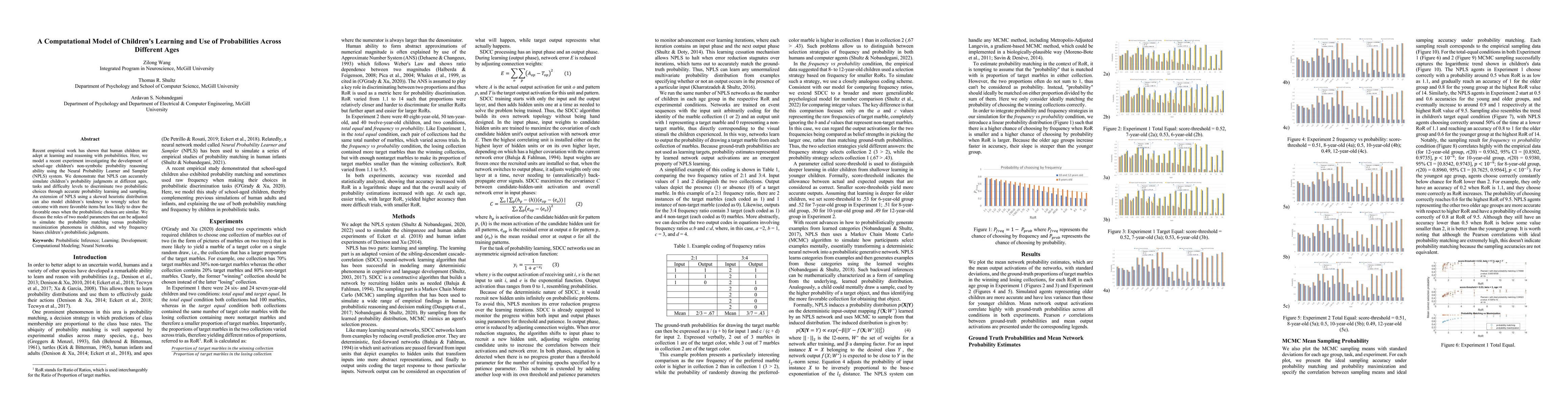 Thumbnail for A Computational Model of Children's Learning and Use of Probabilities
  Across Different Ages