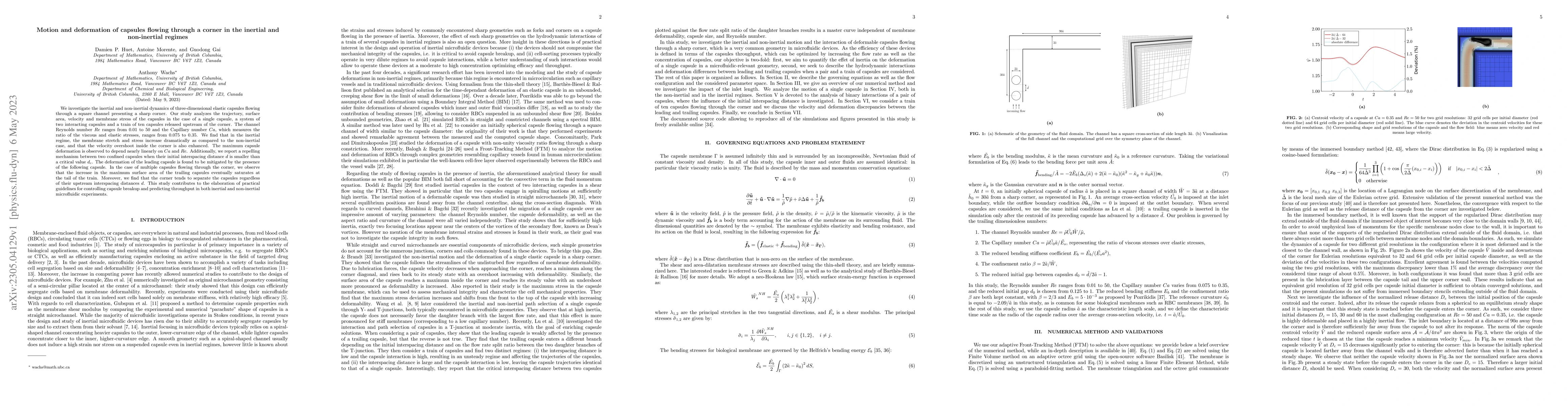 Thumbnail for Motion and deformation of capsules flowing through a corner in the
  inertial and non-inertial regimes