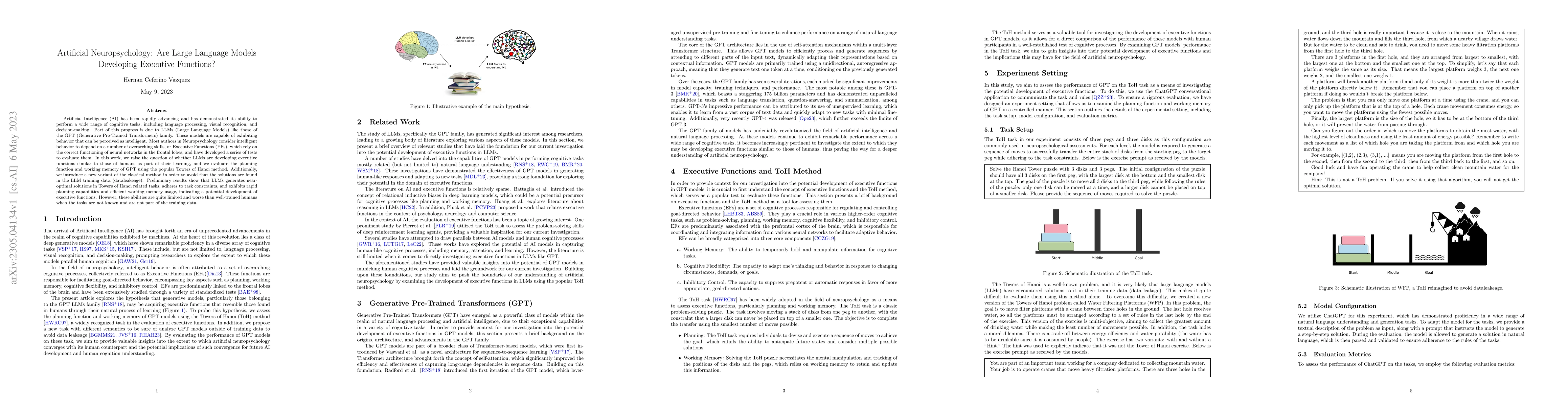 Thumbnail for Artificial Neuropsychology: Are Large Language Models Developing
  Executive Functions?