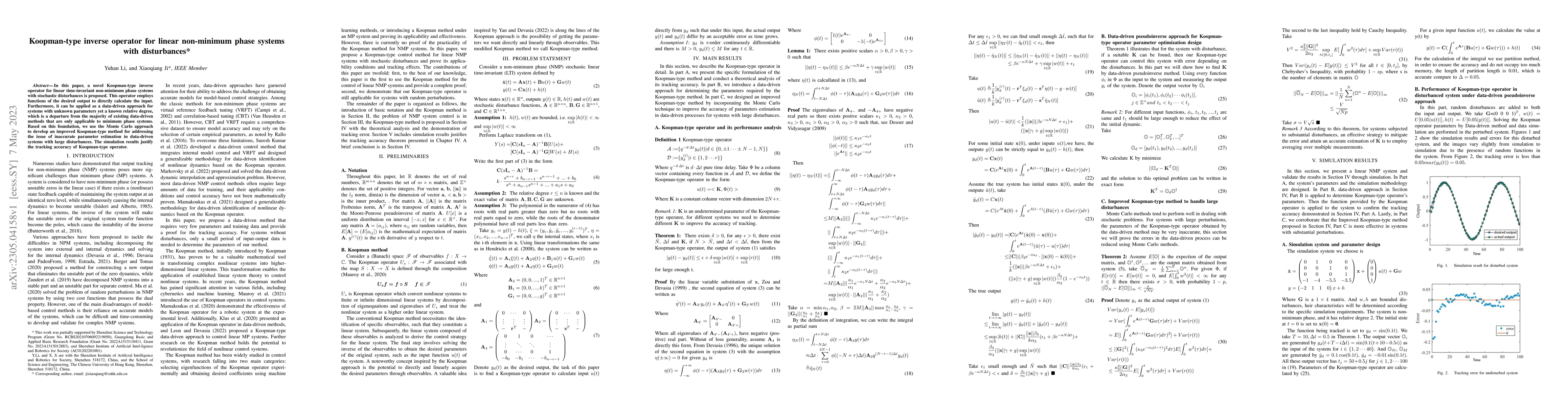 Thumbnail for Koopman-type inverse operator for linear non-minimum phase systems with
  disturbances