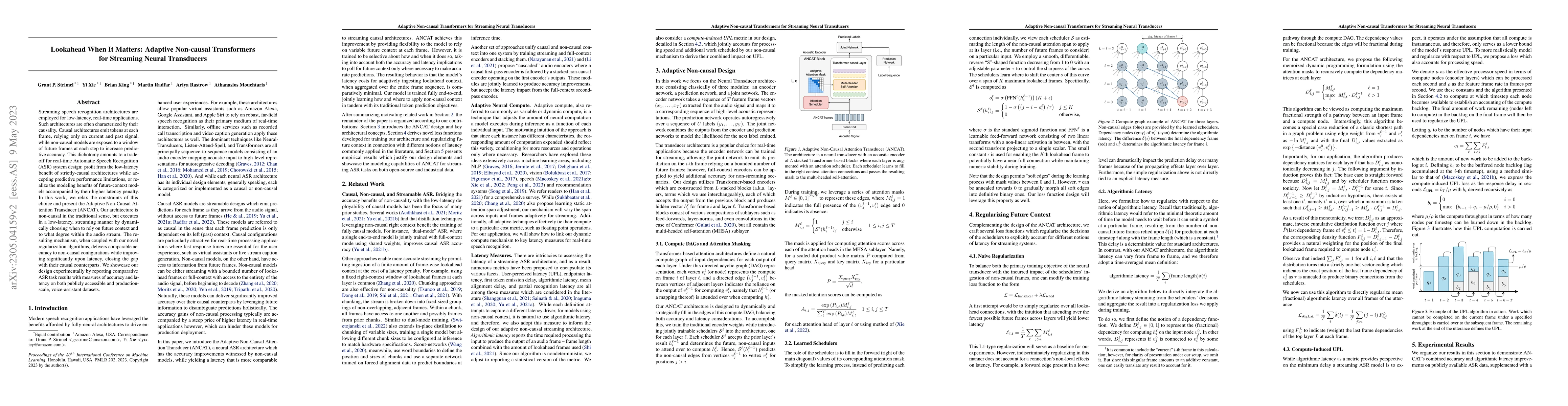 Thumbnail for Lookahead When It Matters: Adaptive Non-causal Transformers for
  Streaming Neural Transducers