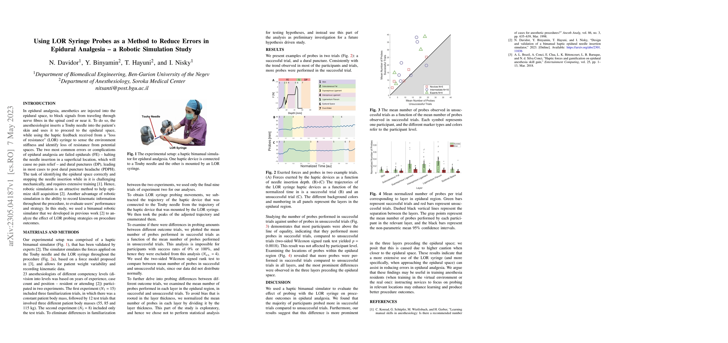 Thumbnail for Using LOR Syringe Probes as a Method to Reduce Errors in Epidural
  Analgesia -- a Robotic Simulation Study