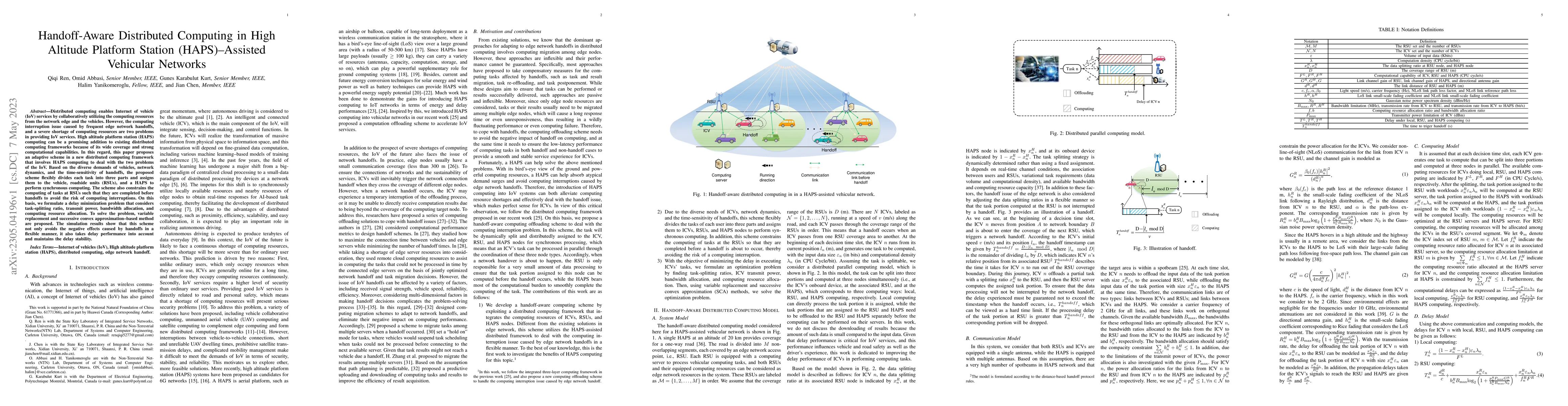 Thumbnail for Handoff-Aware Distributed Computing in High Altitude Platform Station
  (HAPS)-Assisted Vehicular Networks