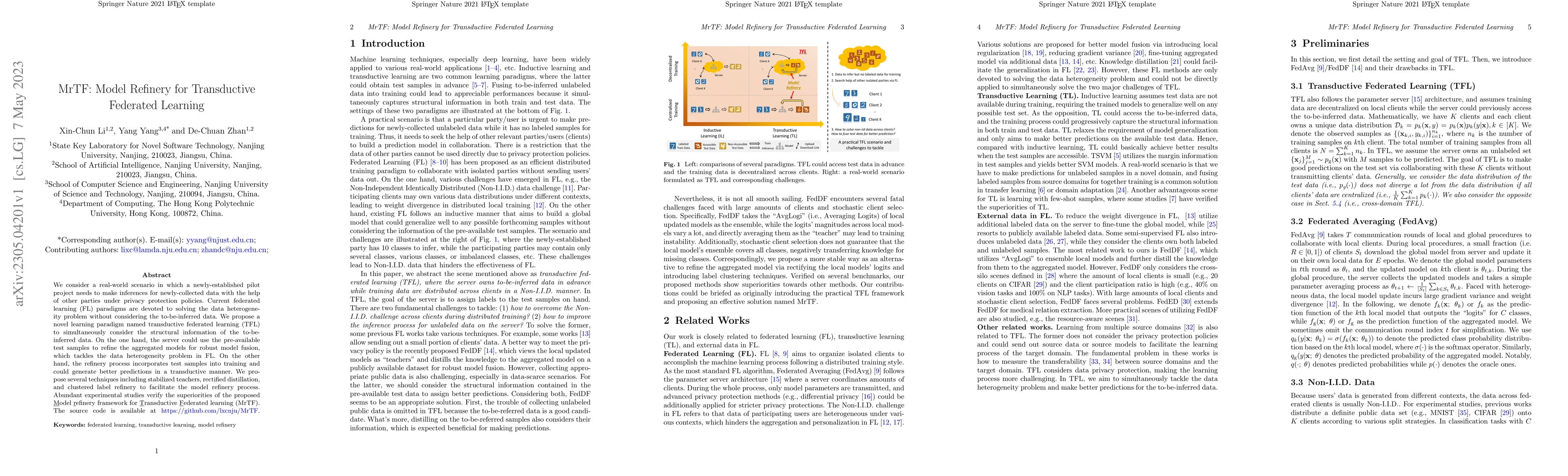 Thumbnail for MrTF: Model Refinery for Transductive Federated Learning