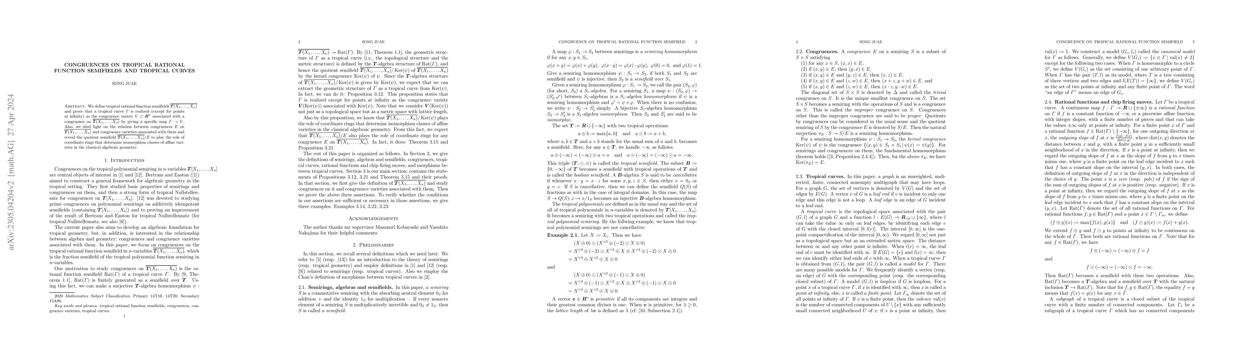 Thumbnail for Congruences on tropical rational function semifields and tropical curves
