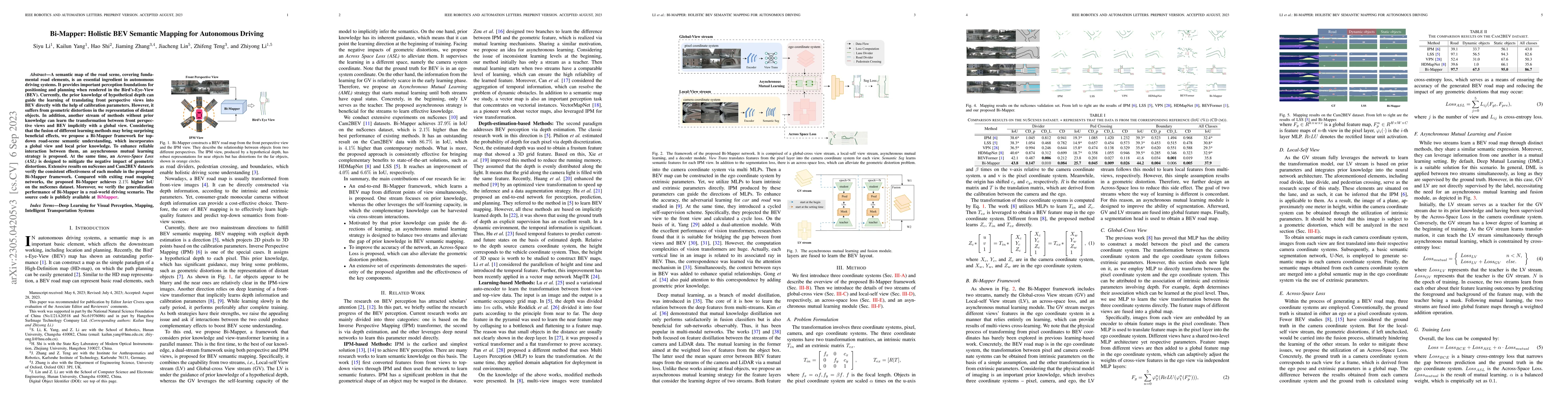 Thumbnail for Bi-Mapper: Holistic BEV Semantic Mapping for Autonomous Driving