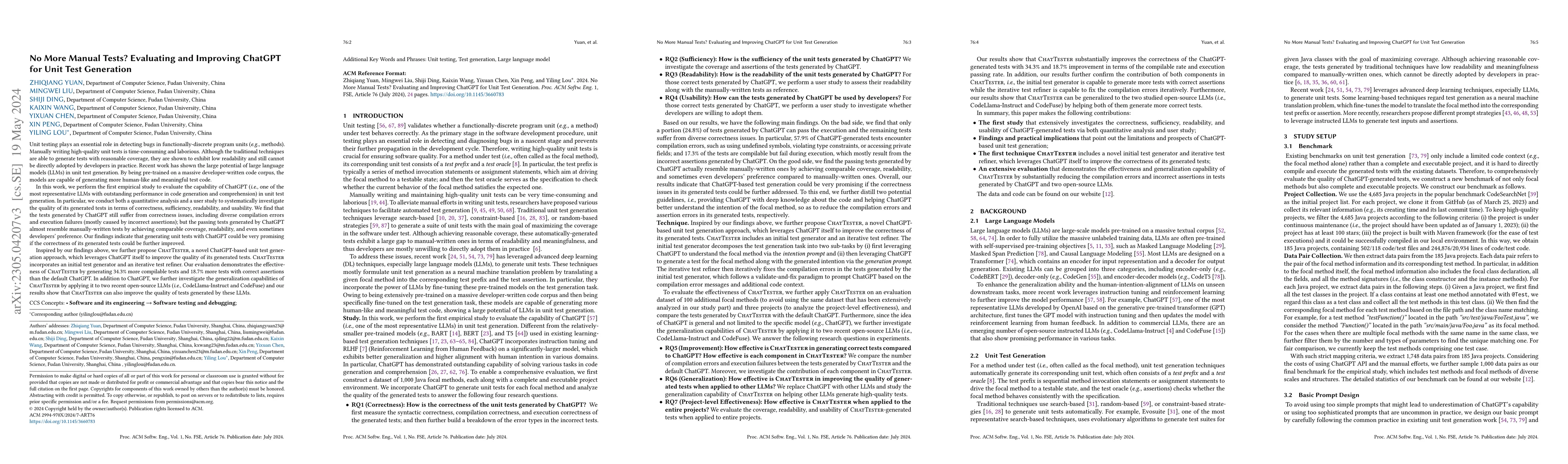 Thumbnail for No More Manual Tests? Evaluating and Improving ChatGPT for Unit Test
  Generation