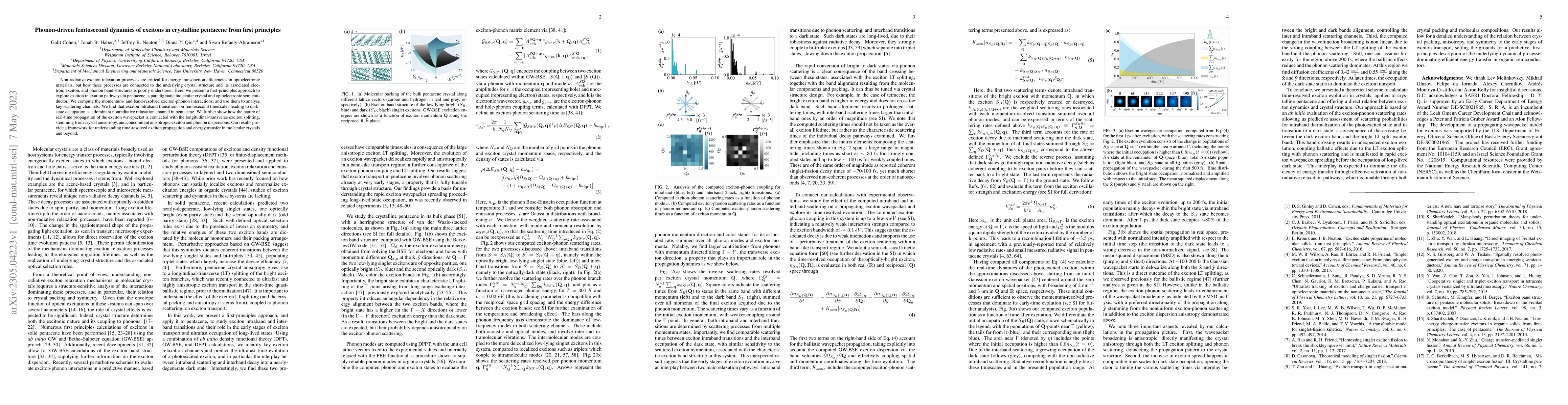 Thumbnail for Phonon-driven femtosecond dynamics of excitons in crystalline pentacene
  from first principles